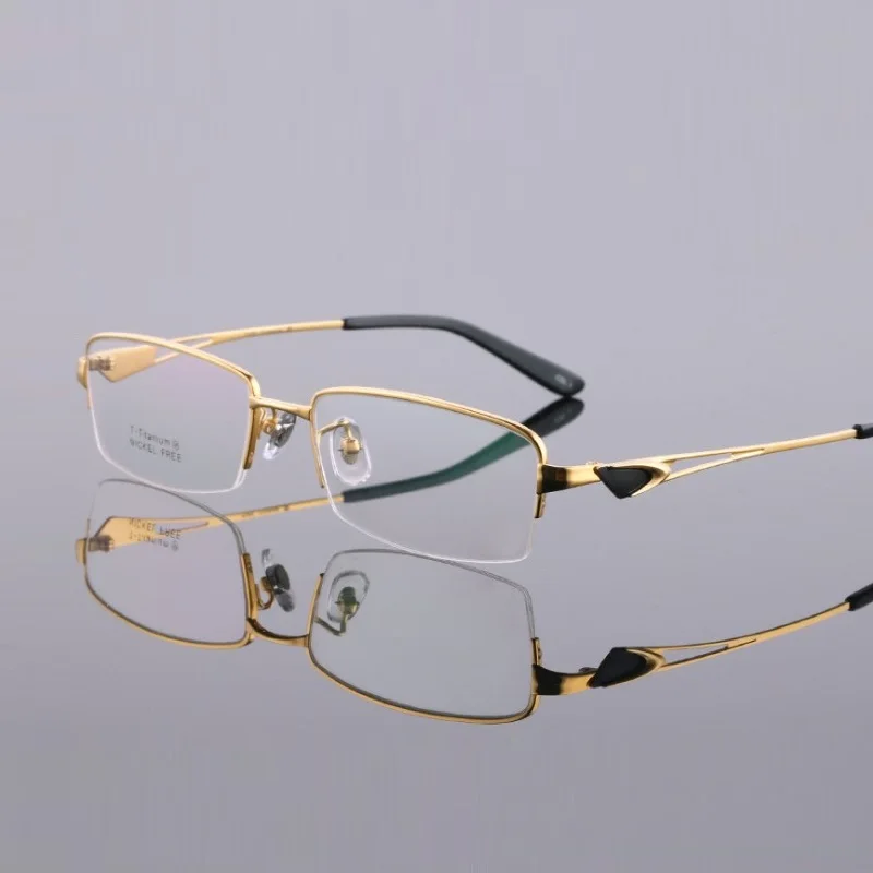 

Width-145 New pure silica gel titanium semi-rimless male eyeglasses frames men myopia business lentes spectacle frames Oculos