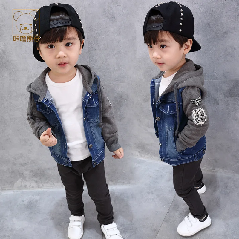 

JENYA New Spring Autumn Boys Jean Jacket Denim Coat Hooded Patchwork Casual Outwear Children Clorthes Fashion Brand Infant Cloth