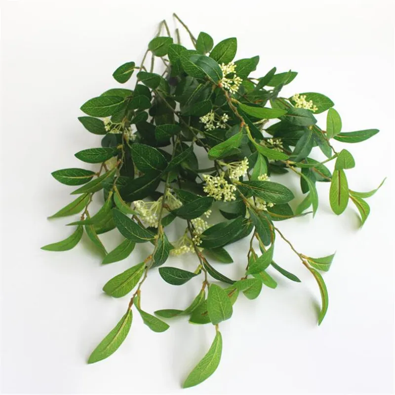 

8Pcs Fake Osmanthus Leaves Bunch (2 stems/piece) 26.77" Length Simulation Greenery for Wedding Home Decorative Artificial