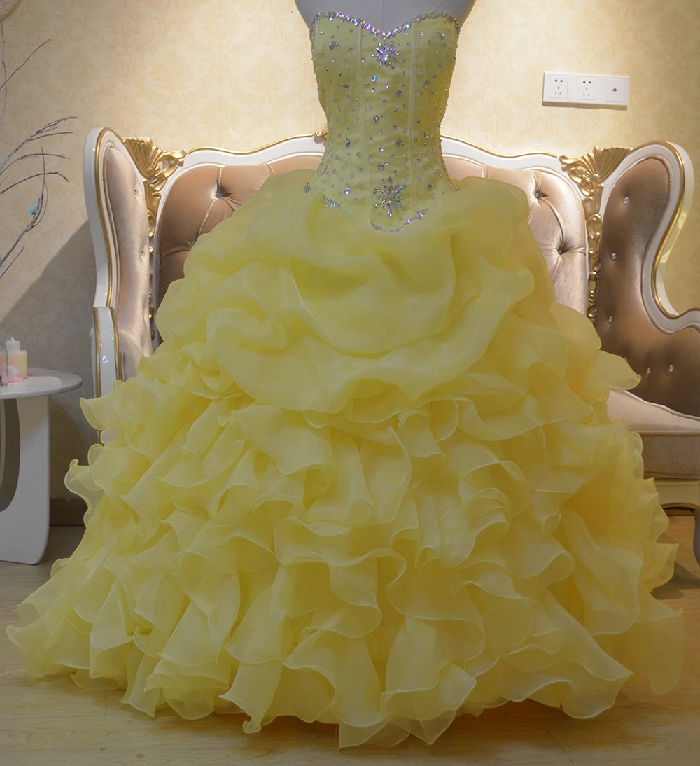 yellow quinceanera dress