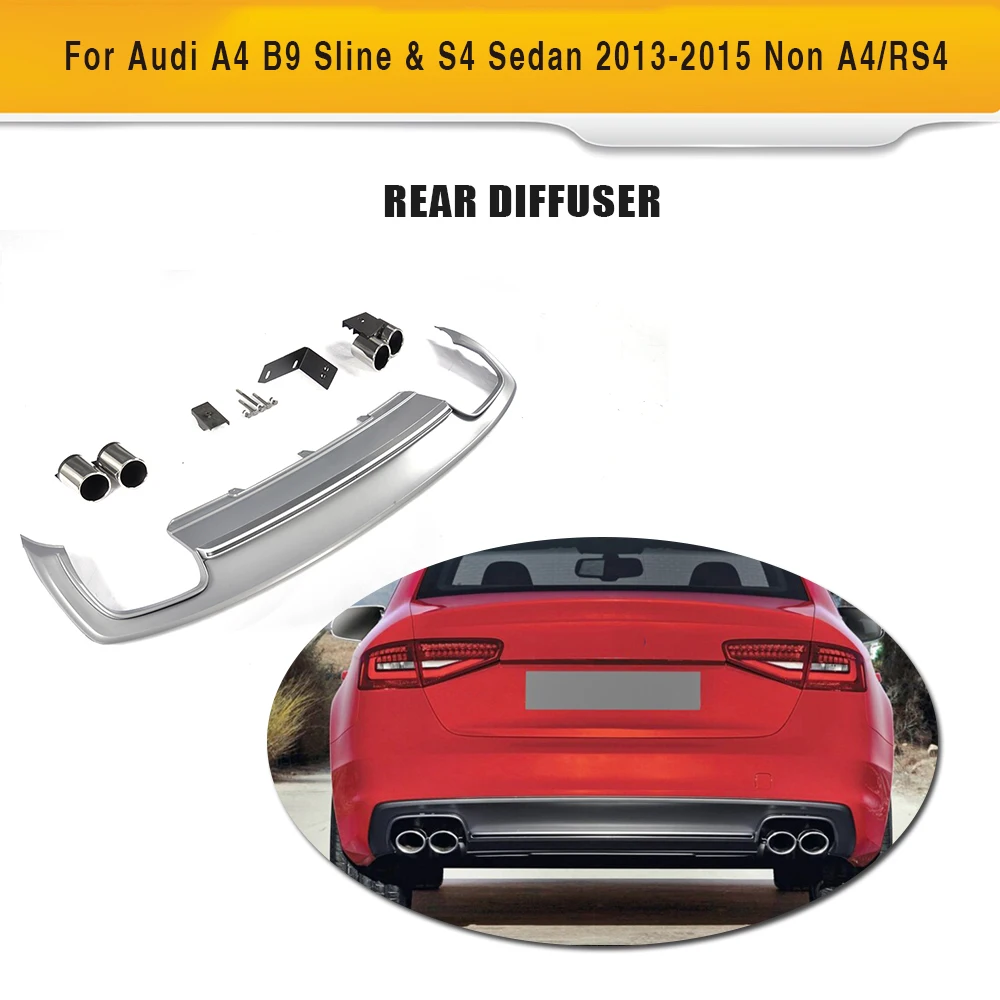 

PP Car Rear Diffuser Lip With Exhaust Muffler For Audi A4 B8.5 Sline S4 Sedan 4 Door Non A4 RS4 2013-2015