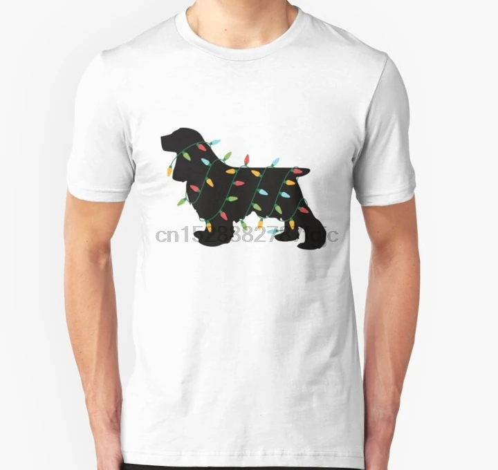 

Men Short sleeve tshirt Christmas Lights Cocker Spaniel T Shirt Gifts for Dog Lovers T Shirt Women t-shirt