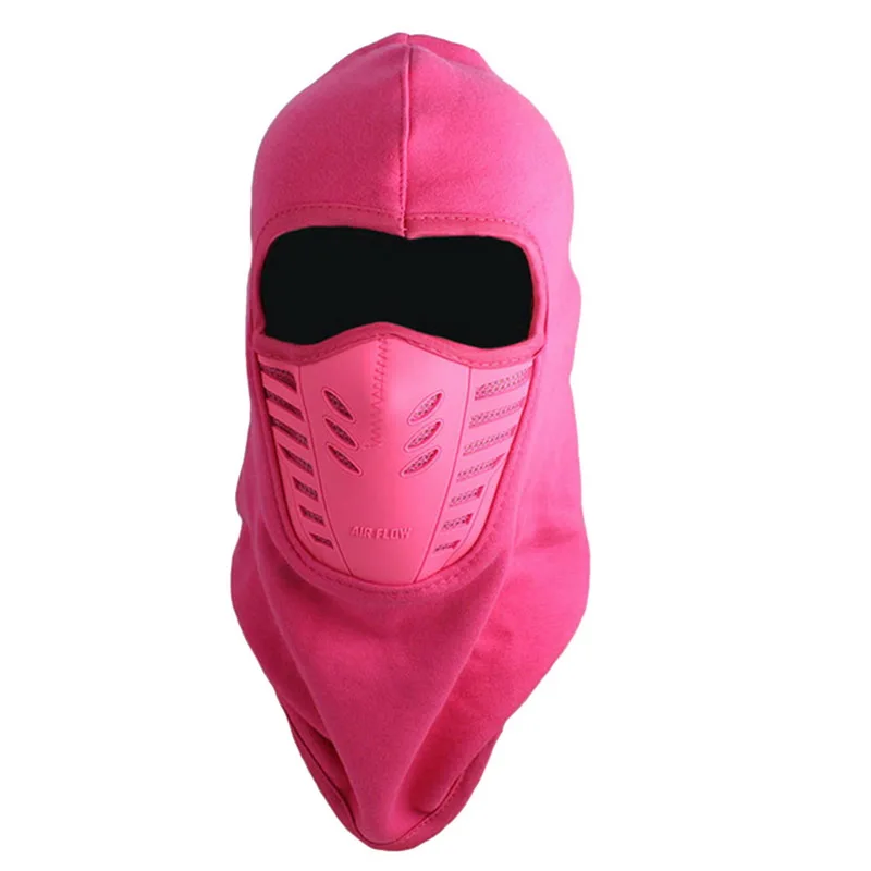 Мотоциклетная велосипедная лицевая маска шапочки шапка уши рот тепловой Зимний шлем Теплый черный бархат лыжный ветер Балаклава маска для лица - Цвет: rose red