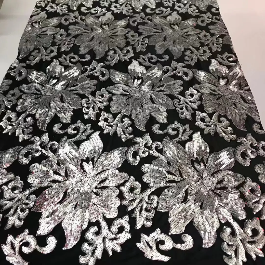 

Latest African velvet lace sequins tulle lace Hot new for guipure african sequence lace fabric for Nigerian wedding dresses