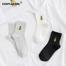 [COSPLACOOL] сладкий для детей с года до трех лет фрукты вышивка носки с ананасами Harajuku Япония креативные хлопковые носки Для женщин Искусство Весна носки 3 цвета Sokken