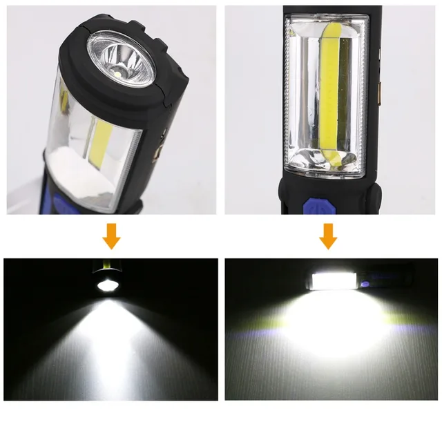 USB Rechargeable COB LED Flashlight COB light strip +1LED Torch Work Hand Lamp lantern Magnetic Waterproof Emergency LED Light 6