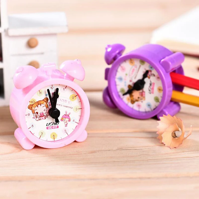 

Novel cartoon double hole alarm clock pencil sharpener Office School Supplies prize Pens Pencils Writing Supplies Child gift