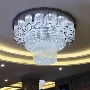 

modern large crystal chandelier lighting round living room lights lustre cristal hotel chandeliers
