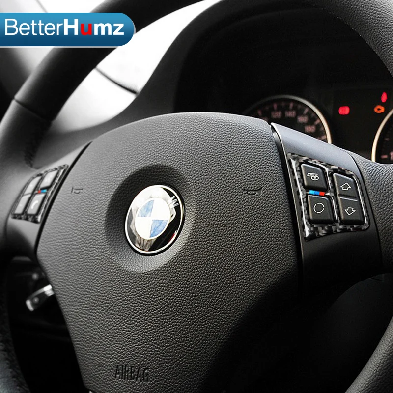 Betterhumz аксессуары для автомобильного интерьера из углеродного волокна, руль кнопки наклейки для BMW E90 3 серии(2005-2012) Автомобильный Стайлинг