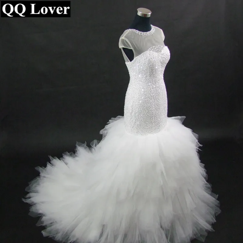 QQ Lover 2019 Новые африканские стили шампанское Иллюзия Русалка свадебное платье на заказ большие размеры Свадебные платья Vestido De Noiva