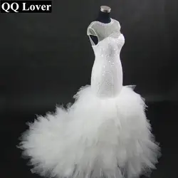 QQ Lover 2019 Новые африканские стили шампанское Иллюзия Русалка свадебное платье на заказ большие размеры Свадебные платья Vestido De Noiva