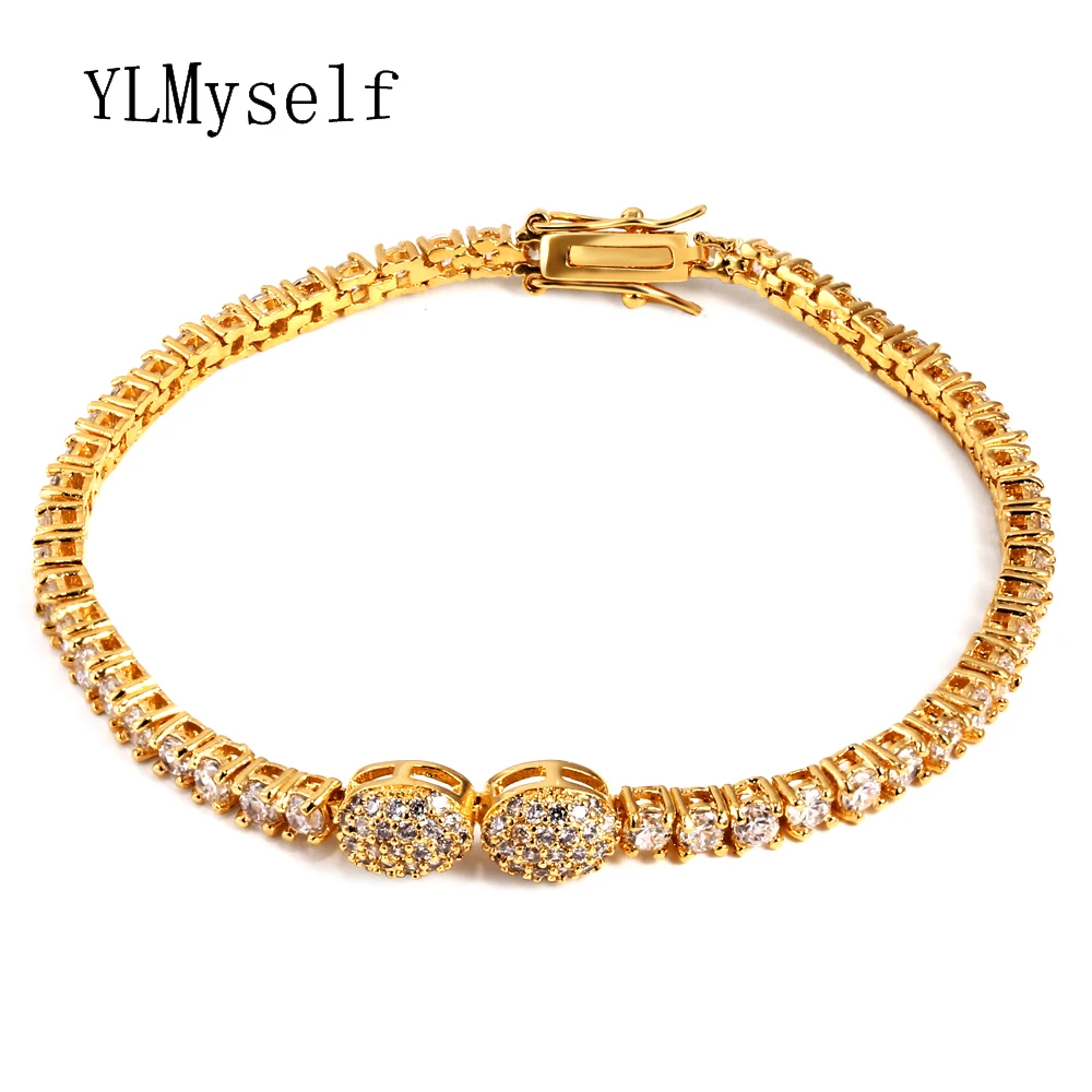 

18CM The elegant cubic zirconia bracelet paved with sparkly cubic zirconia aaa bracelet gold color thick color free shipping