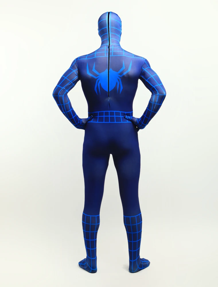 High quality piderman costume superhero light blue spider-man costumes cosplay tight spandex zentai suit