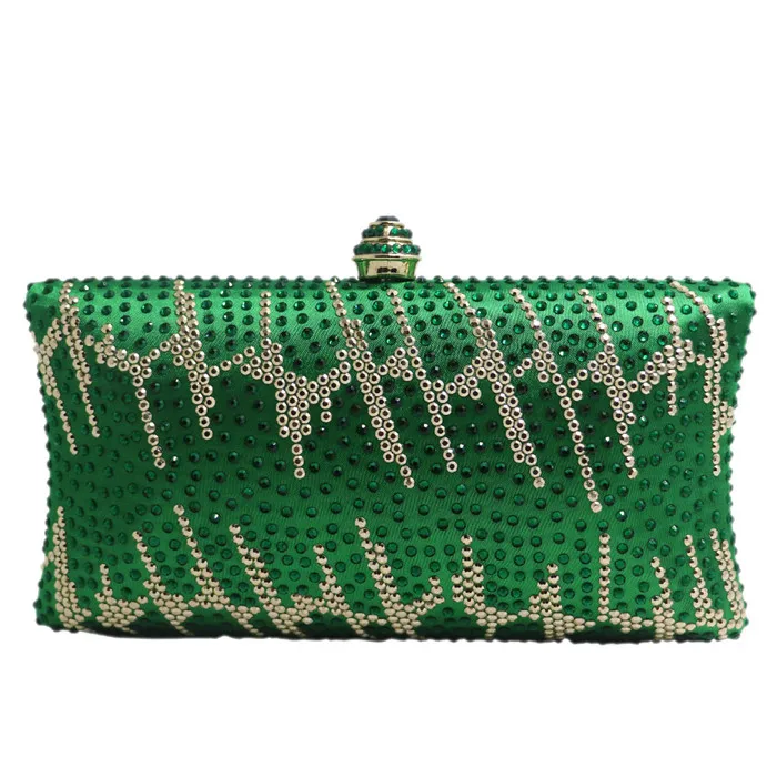 Новейший вечерний клатч с зелеными кристаллами, женские вечерние сумочки, свадебные вечерние сумочки с кристаллами и клатч, Королевский синий цвет - Цвет: Green