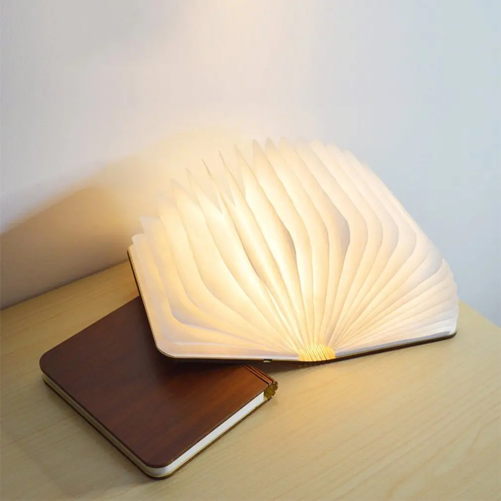

Bluetooth Speaker LED Desk Lamp Foldable Book Design Lamp USB Rechargeable Wooden Light for Home and Outdoor