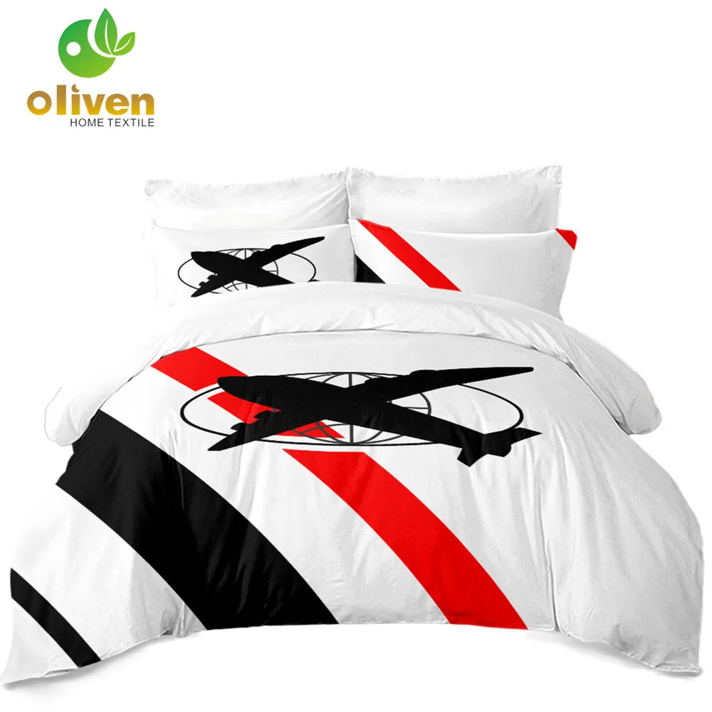Kids Airplane Bedding Set Cartoon Military Fans Duvet Cover Set