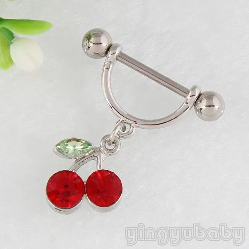 Plant Cherry Crystal Retail 2 pieces/lot Nipple ring body piercing