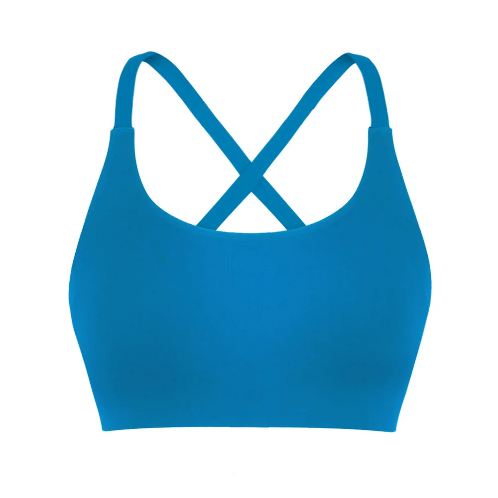 Shine blue cross open back yoga bra (0)