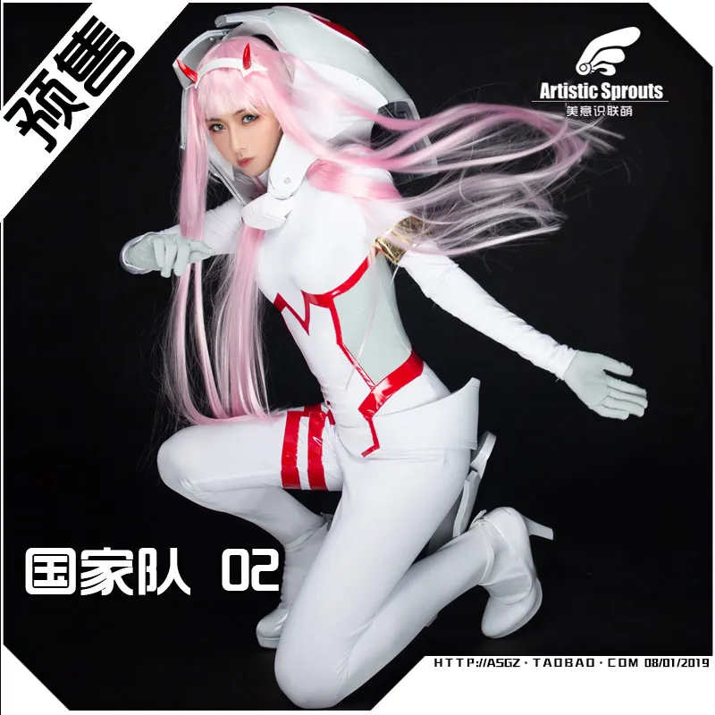 DARLING in the FRANXX 002 Zero Two, белый, красный костюм для вождения, костюм для косплея, костюм на Хэллоуин, Униформа, комбинезон, броня, размеры s, m, l