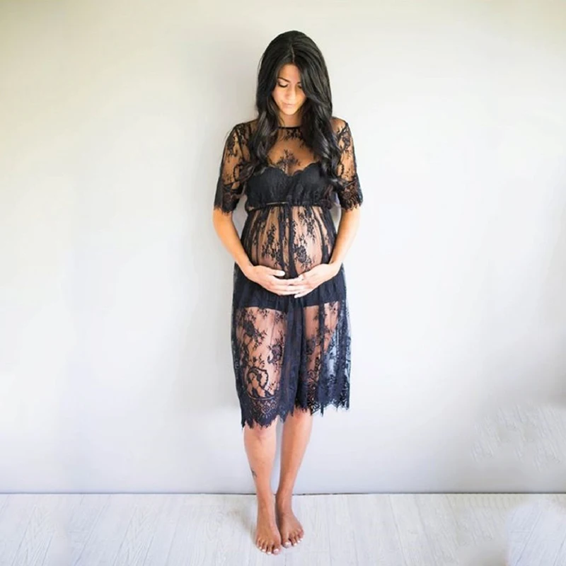 

2018 Pregnant Mother Dress New Maternity Photography Props Women Pregnancy Clothes Lace Dress For Pregnant Photo Shoot Clothing