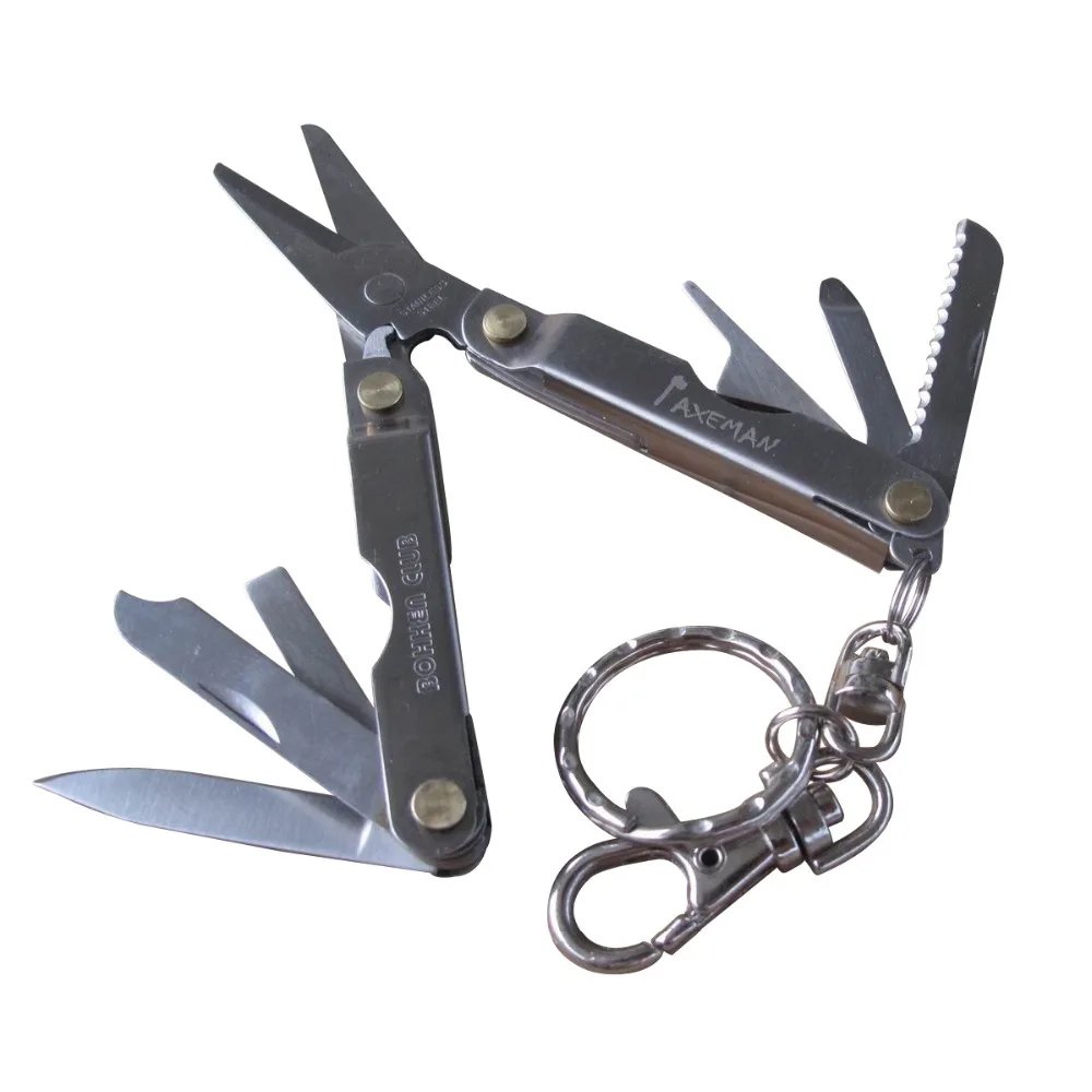 

Axeman EDC Gear Mini fold Multi-Function Scissors Bottle Opener Screwdriver Keychain/Ring Saw 13 in 1 Portable Travel Kits