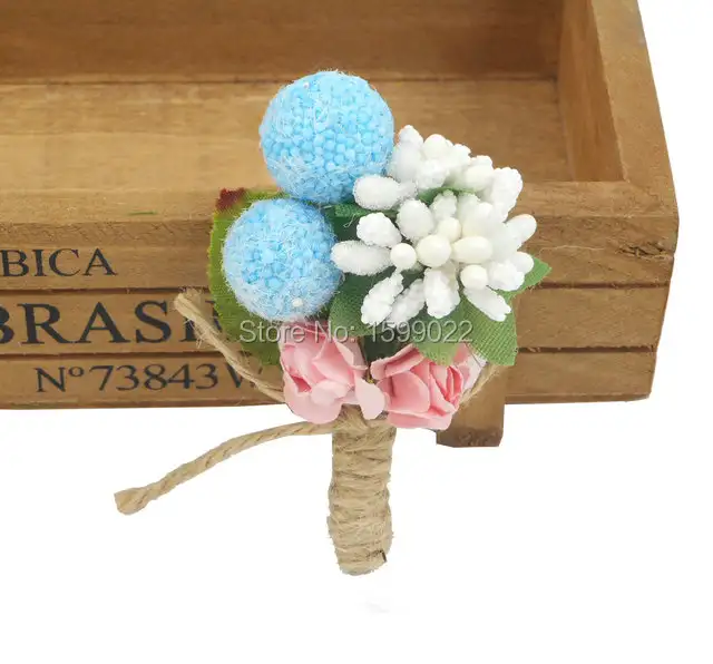 6pcs Lot Country Rustic Boutonniere Wedding Men Suit Brooch Pink