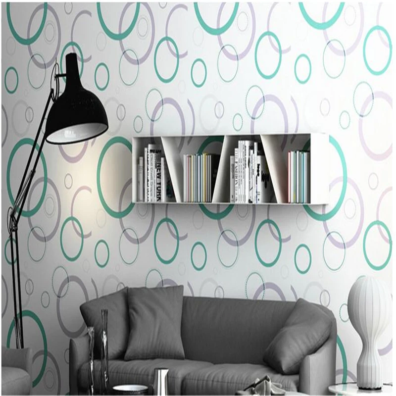 

wellyu TV backdrop living room thickening non-woven circle wallpaper wallpaper bedroom wall wallpaper 3d indoor wallpaper