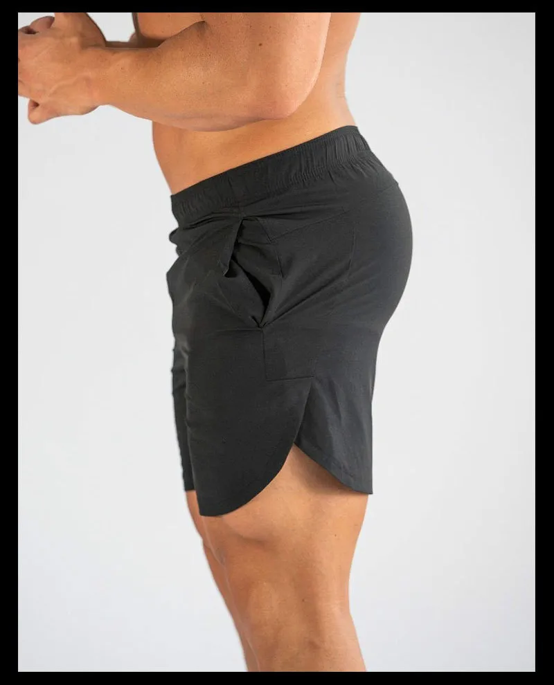 Мужские однотонные летние шорты из ткани для бега, фитнеса, модные повседневные спортивные бегуны для тренировок, бодибилдинга, быстросохнущие пляжные шорты