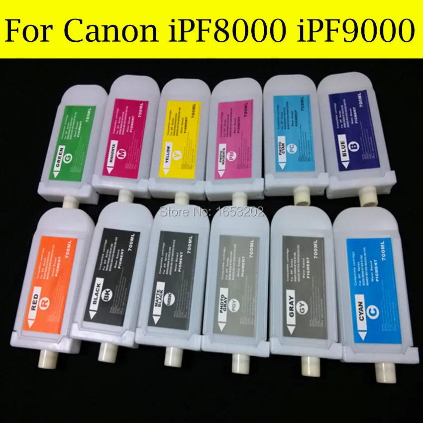 12 Color Refill Ink Cartridge For Canon PFI701 Use For Canon iPF8000 iPF9000 Printer With Chip