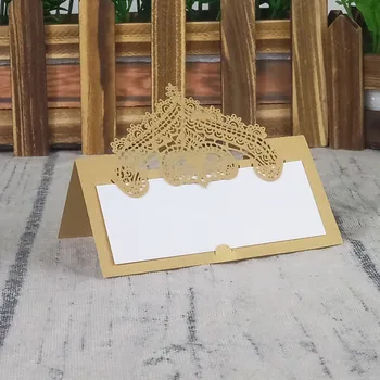 

New 50pcs laser cut hollow Crown design paper Name Place Cards Wedding invitation Cards Party Table home Decoration 5ZZ49