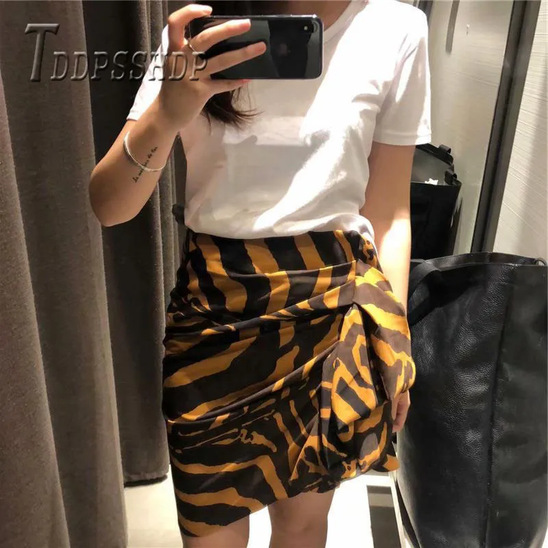 

Orange and Black Zebra Grain Printed Women Skirt 2019 Summer Spring Female Skirts