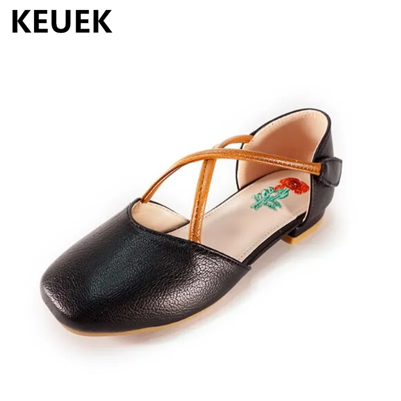 

New Children Spring/Summer Kids Shoes Baby Toddler Low-heeled Party Dance Shoes Girls Princess Student School Leather Shoes 018