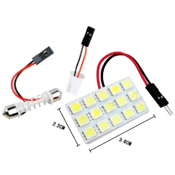 

T10 W5W C5W C10W Festoon(28mm-42mm) 2 Adapters 15 LED 5050 smd auto Panel lamp reading Lights Car interior map Dome light 12V