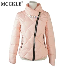 MCCKLE 2017 Winter Women Jacket Coat Warm Wear Thin Cotton Padded Crystal Outerwear Parka Ladies Slim Casual Tops Wadded Jacket
