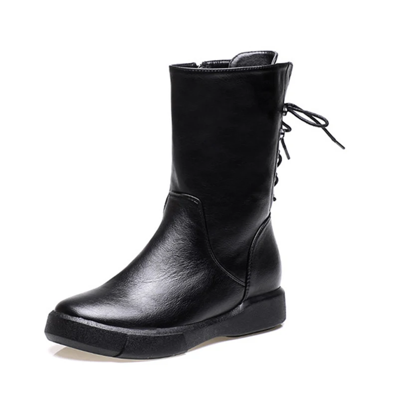 

Ankle Martin Boots Shoes For Women Winter Woman Genuine Leather Solid Mother Plush Inside Brown Black Ladies Warm Round Toe 2019