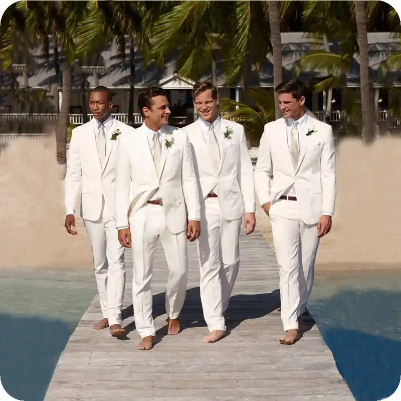 Summer Navy Blue Men Suits Beach Wedding Slim Fit Groom