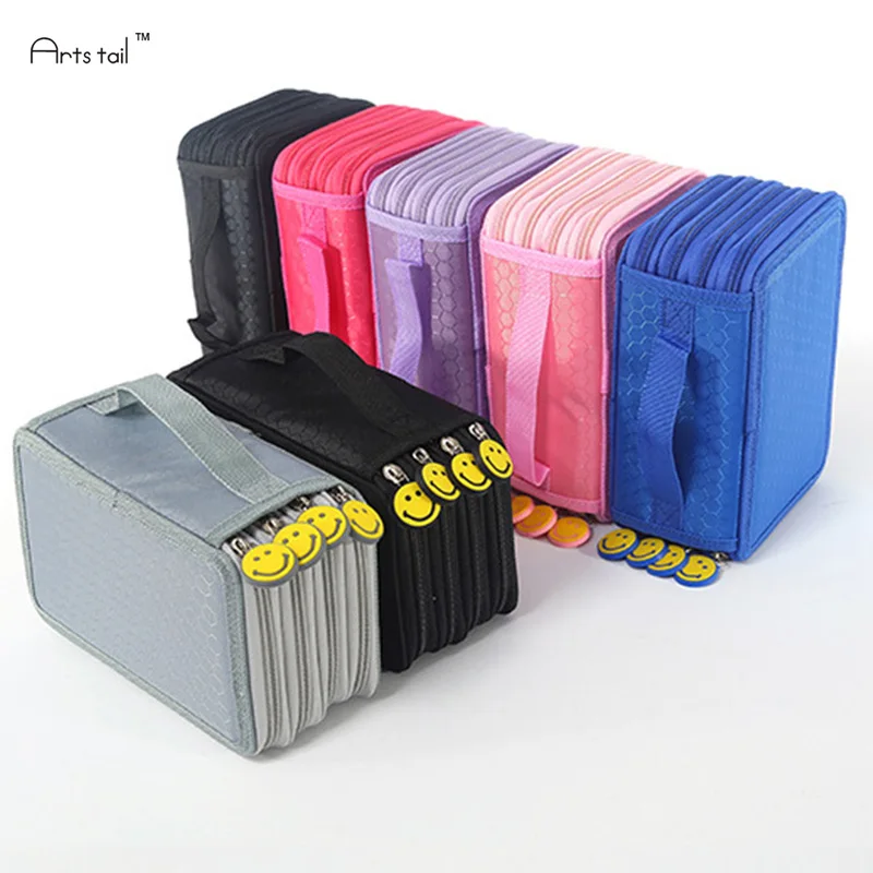 

72 Holes 4 Layer Cute Cartoon Pencil Oxford Cloth Boys And Girls Brush Sketch Pencil Case Penalt