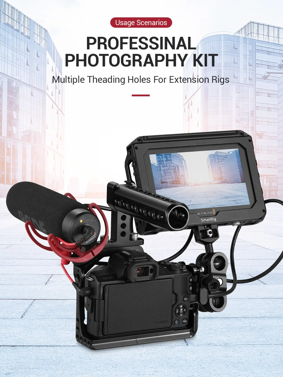 Клетка для камеры SmallRig DSLR для Canon EOS M50/M5 с креплением Nato Rail для холодного башмака для быстрого крепления 2168