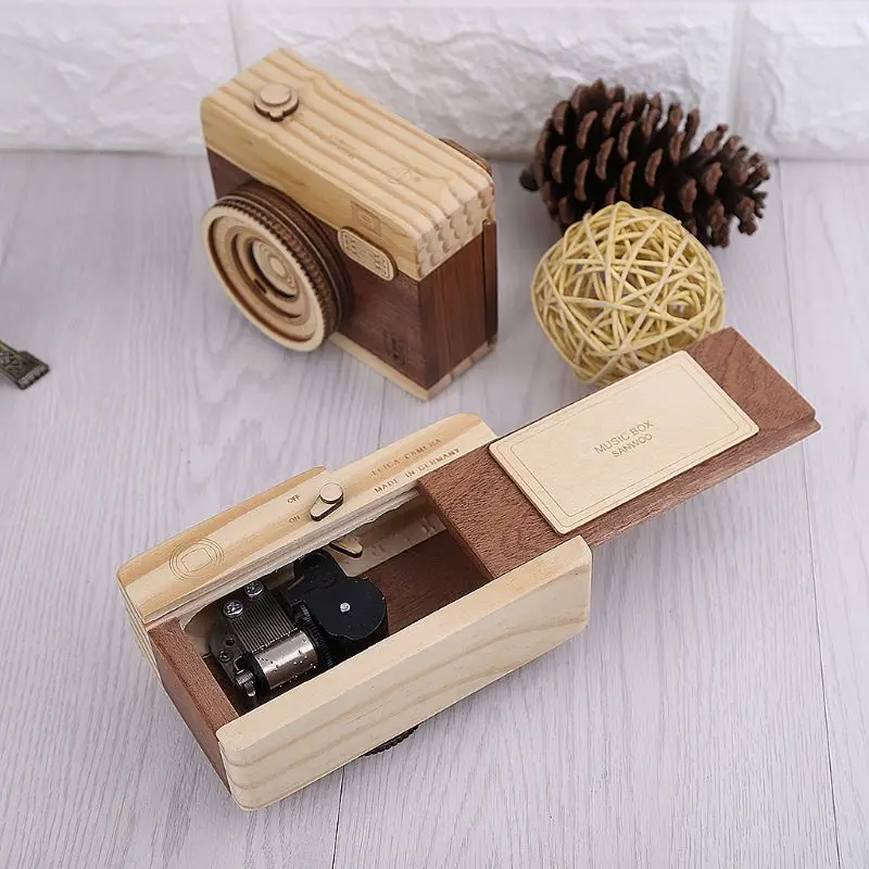 1 Pc Kids Adult Wooden Music Retro Camera Design Classical Melody Birthday Home Decoration Toys for Boys Girls #BW15#