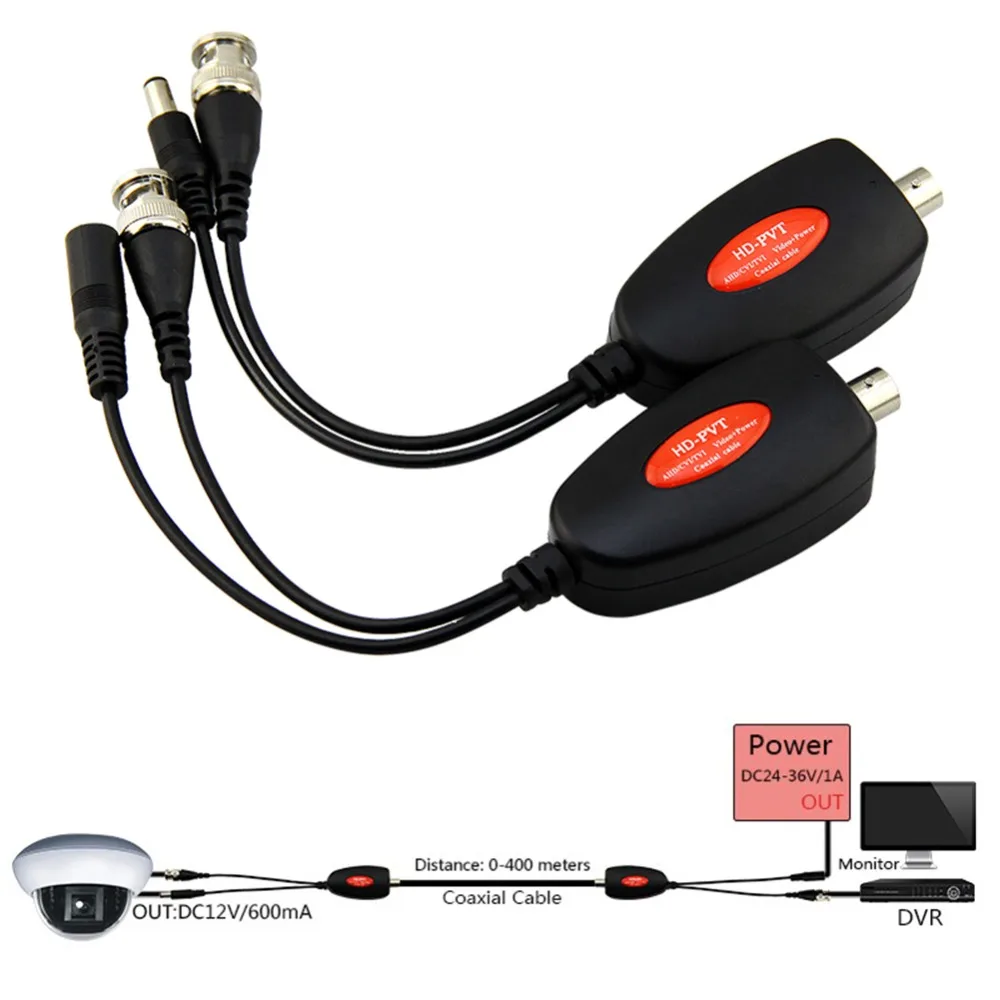 

1 Channel Power Over Coax System For Cctv Cameras Ahd/Cvi/Tvi Video +Power Supply Coaxial Hd Video Transmitter Up to 400M HD-PV