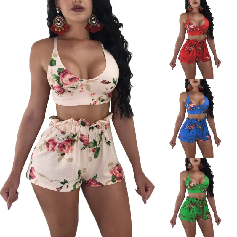 Buy Floral Print Shorts 2 Piece Set Women Summer