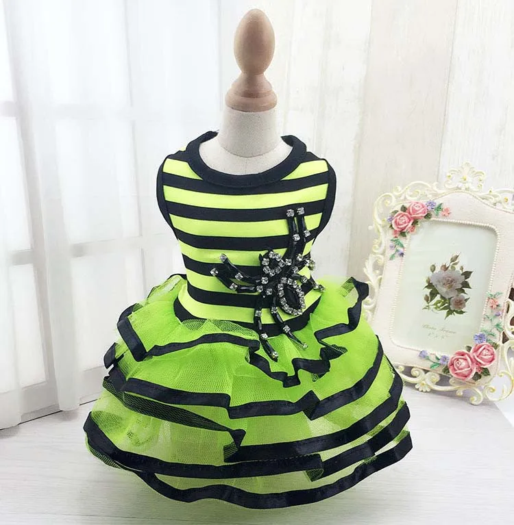 New Dog Clothes Pet Apparel Puppy Dog Dress Fashion Striped & Spider Dresses for Small Medium Dogs Wholesale4
