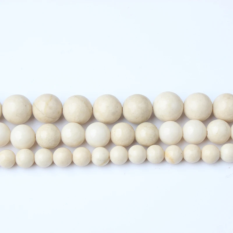 

LanLi fashion Jewelry naturale White Fossili Loose Beads 6/8/10mm DIY female bracelet necklace earrings Accessories
