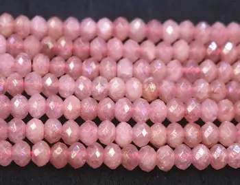 

AA Natural Faceted Strawberry Crystal Quartz Stone Rondelle Beads,Strawberry Crystal Quartz Faceted Beads,15 inches per strand