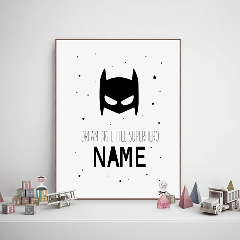PERSONALISED SUPERHERO NAME POSTER PHOTO WALL PRINT GIFT PRESENT FRAMED A5 A4 A3 