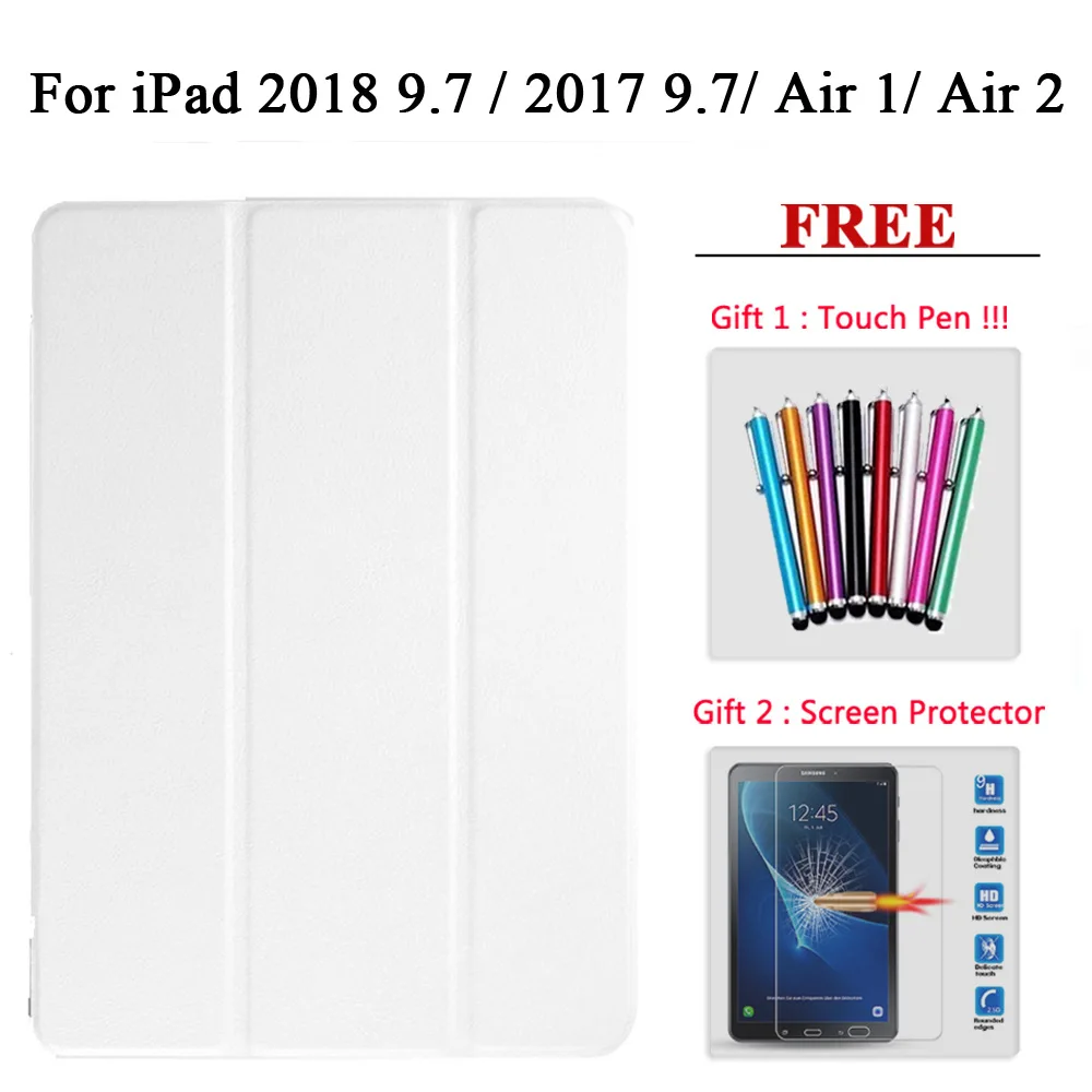 Защита экрана стекло+ чехол для iPad 9,7 Air 1/2/3 PU кожаный смарт-чехол для i Pad mini 1 2 3 4 5/pro 10,5 - Цвет: 2017 2018 Air1 Air2