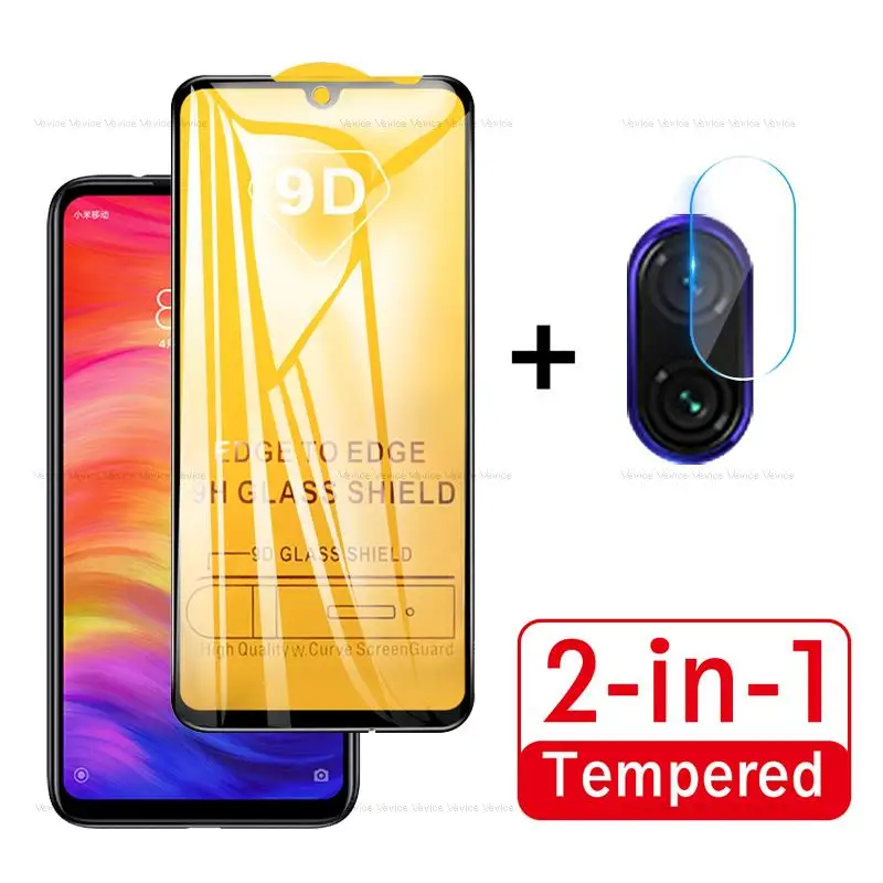

2-in-1 9D Protective Glass on the For Xiaomi Redmi Note 7 7Pro HD Camera Lens Tempered Full Glue Glass on For Redmi Note 7 Note7