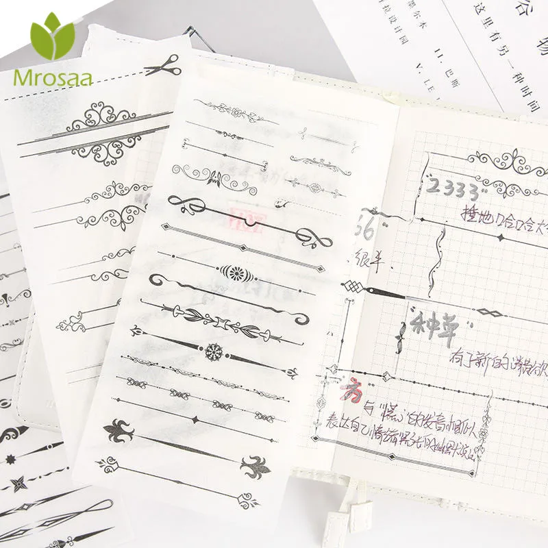 

Newest Mrosaa 6 pcs/pack Cut-off Rule Line Stickers Set Decorative Stationery Stickers Scrapbooking DIY Diary Album Stick Label