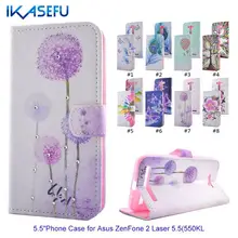 IKASEFU Leather Stand Case for Asus ZenFone 2 Laser 5.5(550KL) Wallet Flip Cover for Asus ZenFone 2 Laser 550KL Silicone Coque