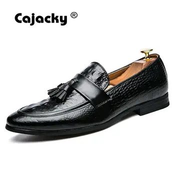 

Cajacky Men Dress Loafers Plus Size 47 46 Fashion Hombre Mocasines Burgundy Male Driving Loafers Tassel Men Slip On Shoes Lazy